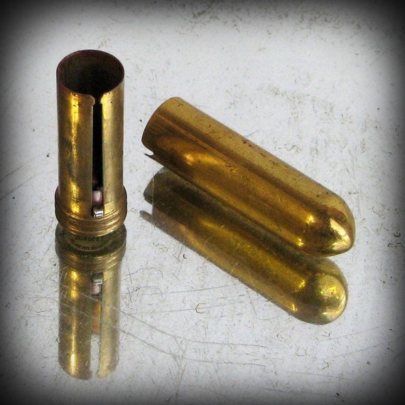 Vintage Brass Bullet Lipstick Case Revlon 1950s 1960s Mad Men