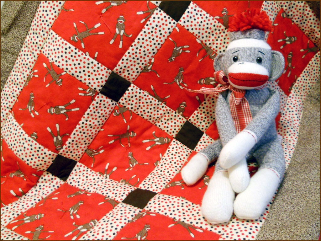 funky-monkey-red-crib-quilt-for-baby-boy-or-girl