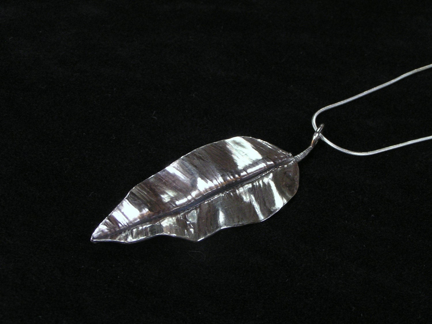 Single Sterling Leaf Pendant sterling silver hand made men