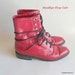 Vintage Red Oxford Ankle Boots size 5 B Eur 35 UK 2.5 Leather Granny Combat Lace Ups Kiltie