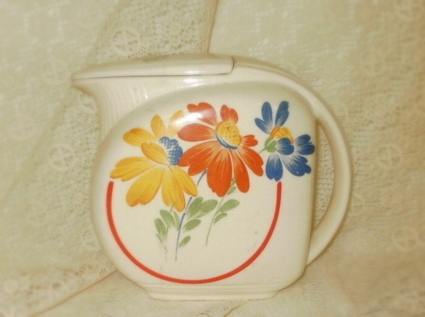 country farmhouse rustic cottage chic CRONIN POTTERY marked pottery guild DISC pitcher with