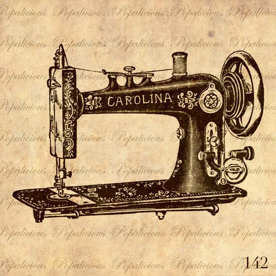 Antique Sewing machine Vintage Illustration by popalicious on Etsy