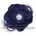 Rhinestone Navy Blue English Rose Flower & Feather Hair Clip with INTERNATIONAL RUSH s/h