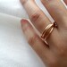 Simple Rustic Trois Intertwined Rings - Brushed Golden Red Brass