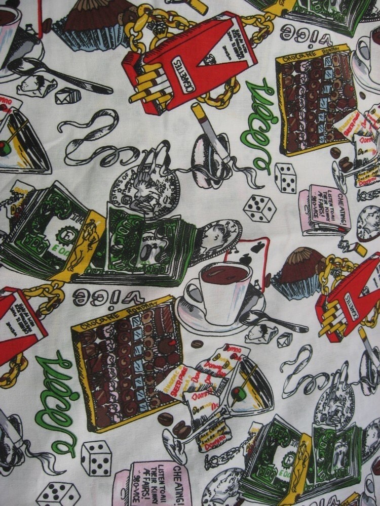 Vices Cotton Novelty Print Fabric Martini by TUMBLEWEEDCOTTAGE