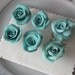 Handmade AQUA Clay ROSES PushPins Thumbtack Set of 6 ECS