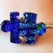 Blue Puzzle Piece Dichroic Fused Glass Adjustable Silver Cuff Bracelet