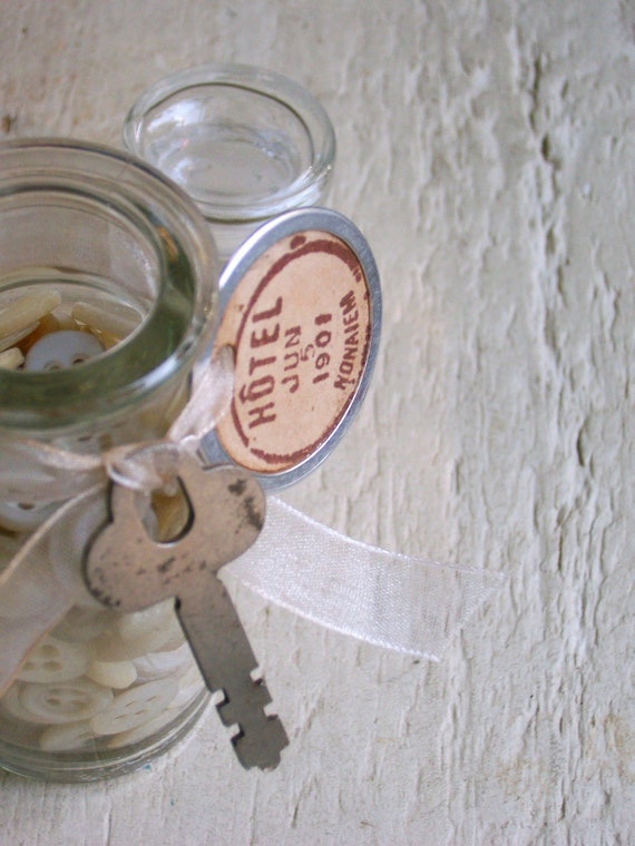 Decorative Vintage Spice Jar With 200 Mother of Pearl Buttons
