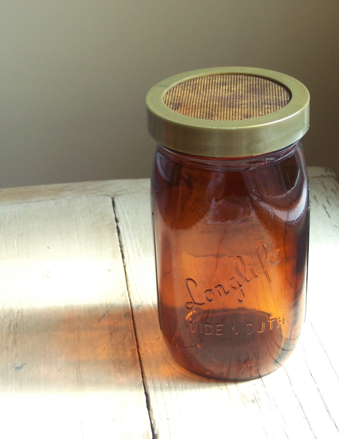 Vintage Amber Longlife Sproutmaker Quart Mason Jar by cattales
