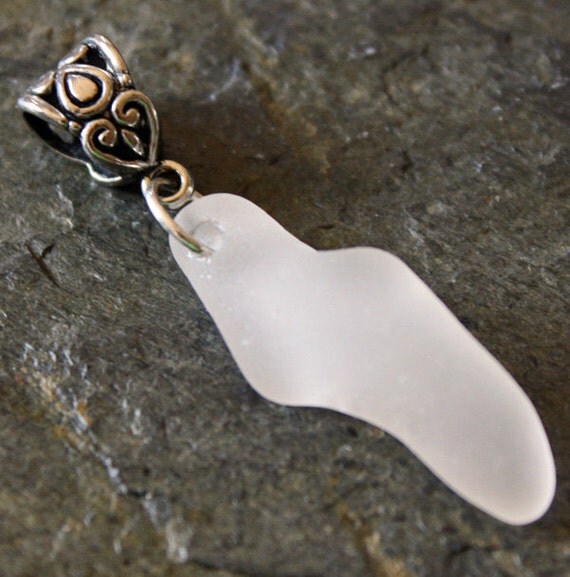 Sea Glass Pendant Lightning Bolt Shape