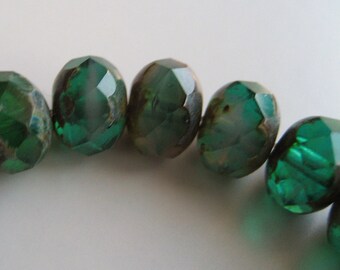 6mm Green Czech Glass Rondelles