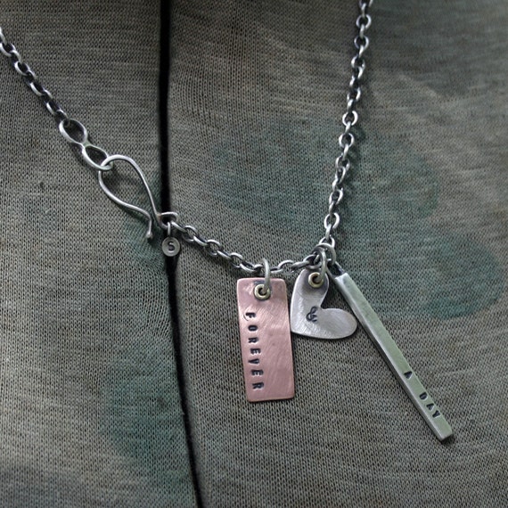 Custom order for Karyn Stamped Heart Charm Necklace by SToNZ