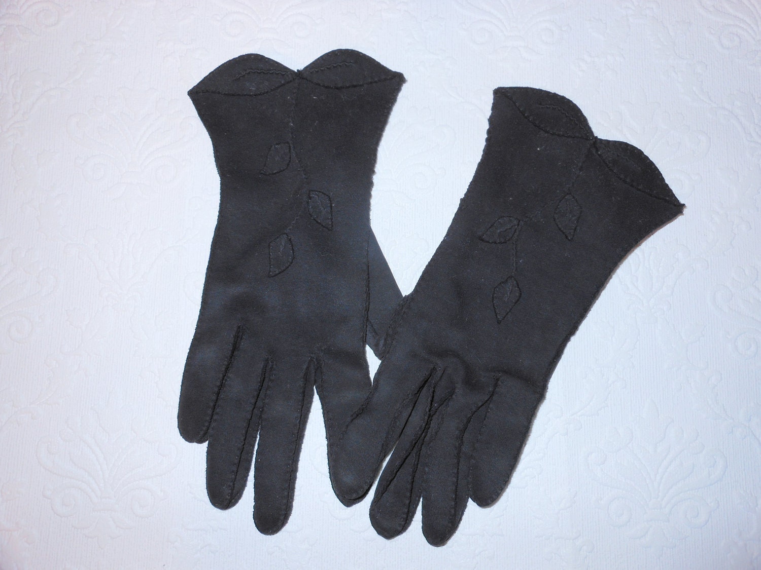 vintage black cotton gloves size small