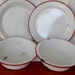 Vintage Primitive Red White Enamelware Plates and Bowls for Camping or Decor