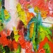 Abstract painting, red green 16 x 12 textural