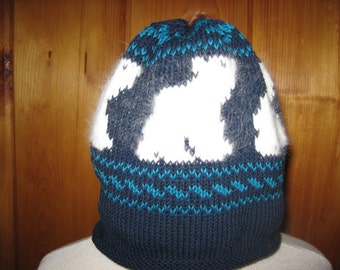 Maine made cotton angora polar bear child knit hat