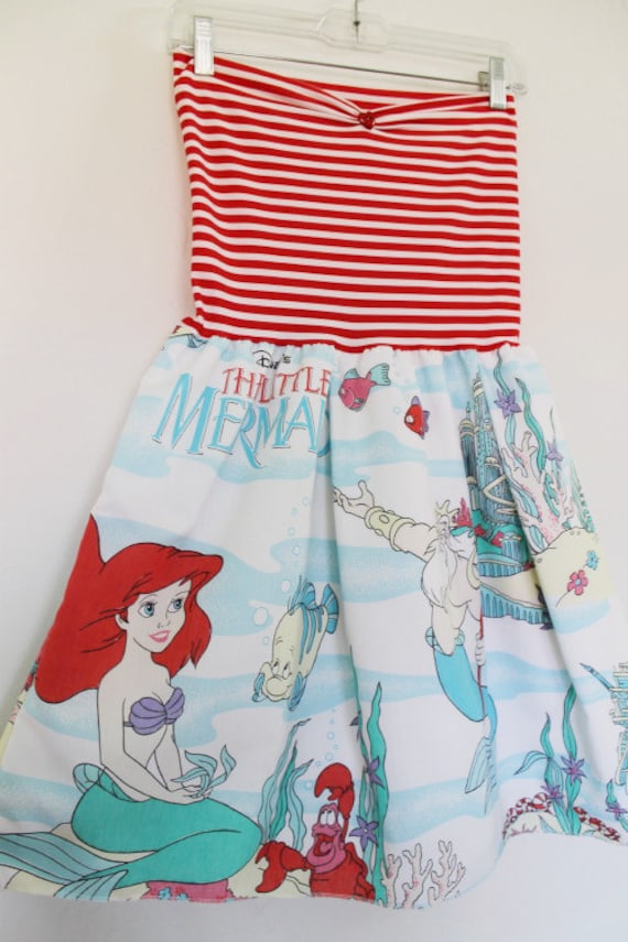 Vintage THE LITTLE MERMAID Baby Doll Dress Red Teal by lynnsrags