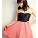 Red White GINGHAM Baby Doll DRESS Bow Handmade Retro Strapless