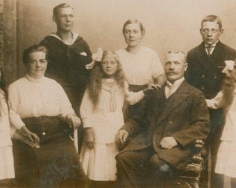 Elmhult Sweden Family Beautiful Children RPPC 1909 vintage photo