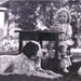 Little Angel Girl Tea Party w Doll and Spaniel Dog greeting card