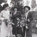 vintage photo 1914 EAster Sunday 3 Women Walk Gather Flowers Eat Apples