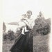 vintage photo Mother by Lake w Adorable little Baby Girl