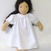 White flannel nightgown with blue polka dots for 10 to 12 inch waldorf doll