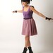 Purple hooded Dress - pink and purple plaid - Goblin hood - Size S