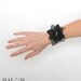 Black Lace Cuff - black lace bracelet, flower - Couture Fashion accessory - Grey lace print and black flower CYBER MONDAY