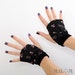 Fingerless Gloves - Pink galaxy stars on black