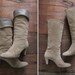 ON HOLD - 1970s vintage beige suede heeled boots / size 10