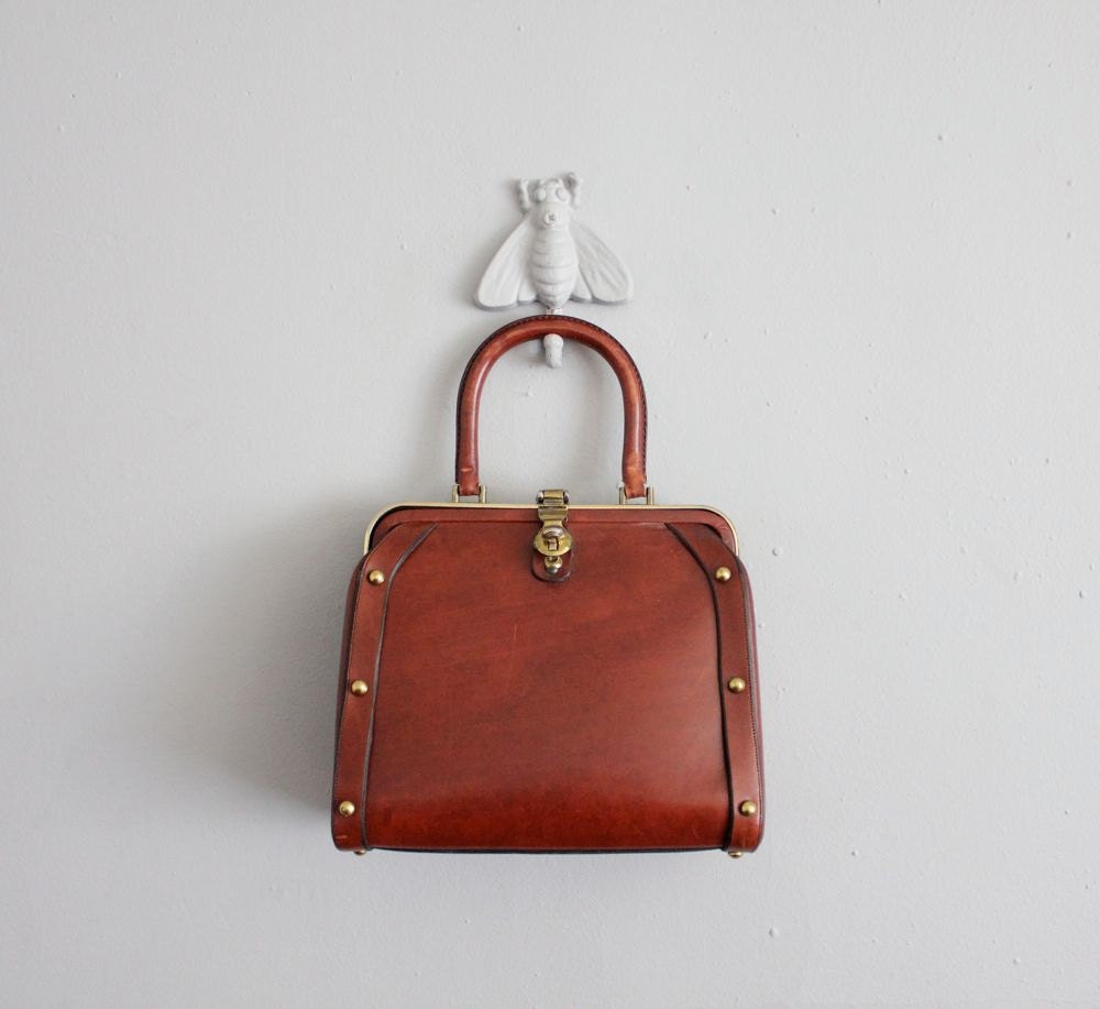 1960s vintage Etienne Aigner leather studded handbag