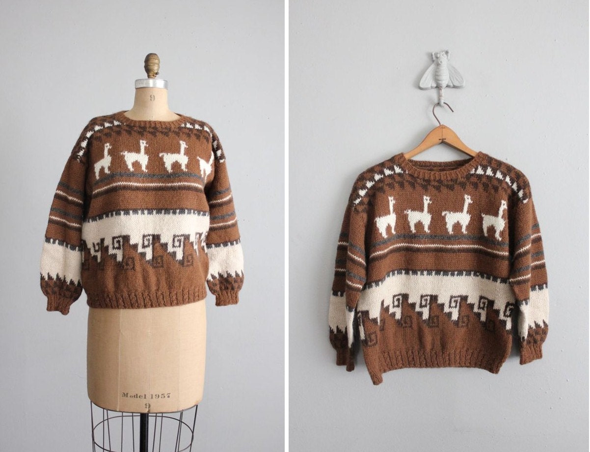 1960s vintage alpaca print alpaca sweater