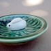 Bunny in a Grassy Patch Green Trinket Dish - Handmade and handsculpted stoneware pottery