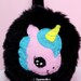 Sweet Winter Black Earmuffs Ear Warmers - Magical Unicorn - Pink and Cream