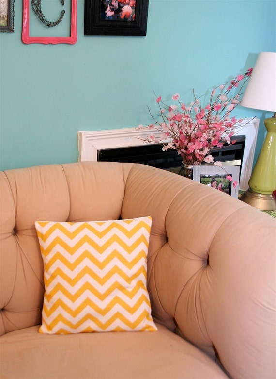 Yellow Chevron Pillow Cover by bexcaliber on Etsy