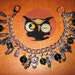Owl Charm Bracelet Glass Beads Spooky Cute Birds Halloween Jewelry OOAK Eclectic Statement Piece