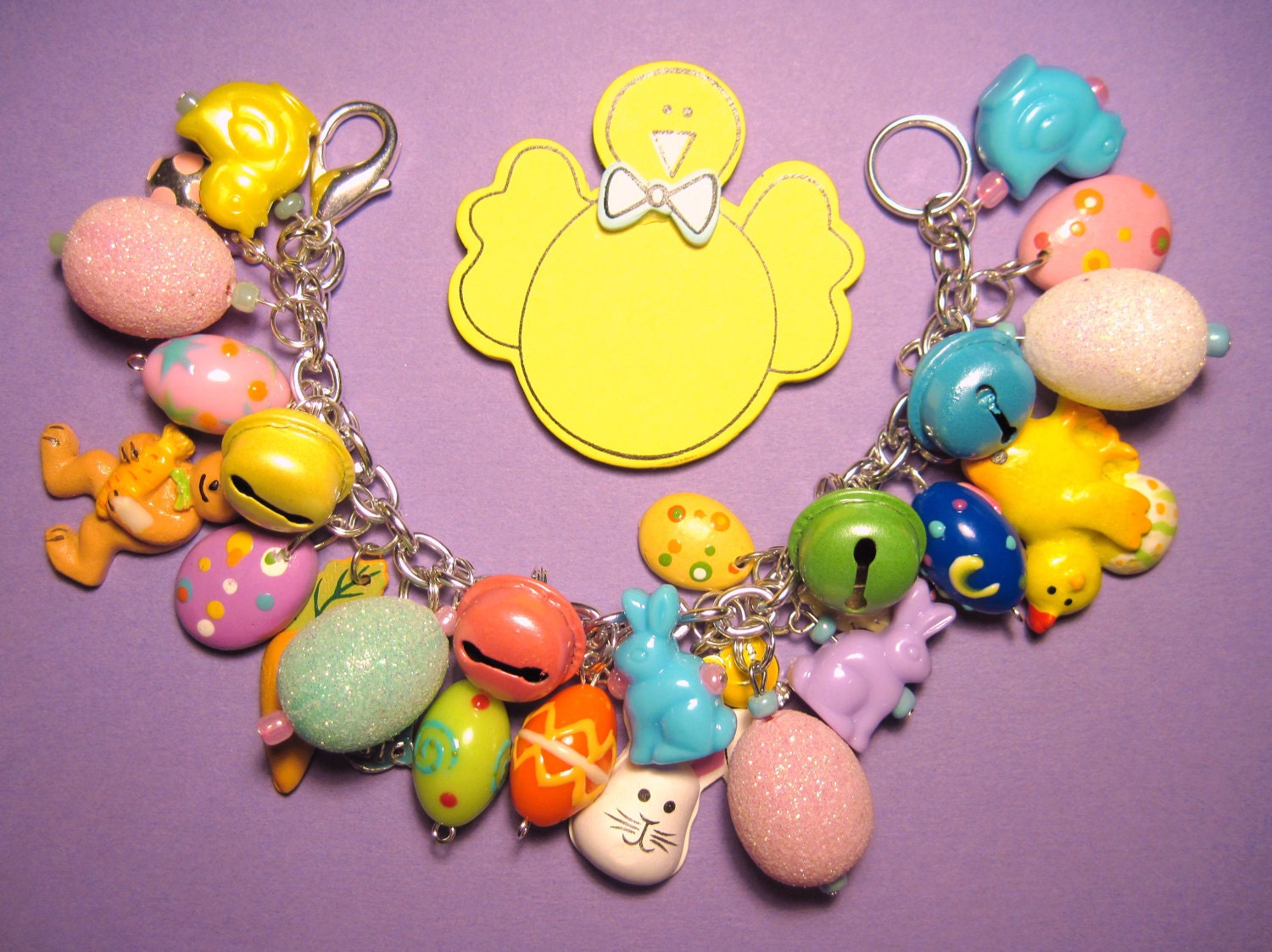 Easter Charm Bracelet OOAK Kawaii Style Bunnies Chicks Eggs