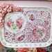 SALE 30% OFF Simply Shabby Fabulous Large White Wicker Rattan and Rose Mosaic Tray