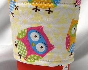 Coffee Cozy/Cup Sleeve, Eco Friendly, Slip-on, Teacher Appreciation, Co-Worker Gift, Bulk Discount: Owls on White