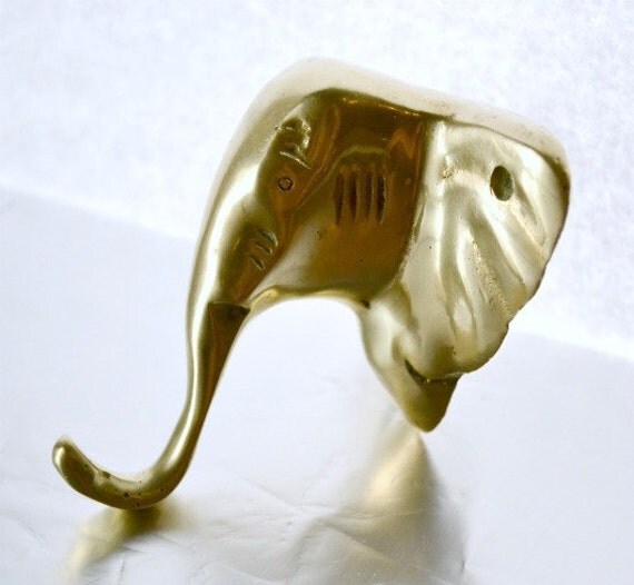 Vintage Brass Elephant Wall Hook by NattieCakeDesigns on Etsy