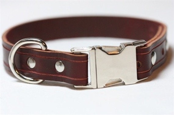 Leather Dog Collar - Quick Release- 1 inch Wide