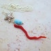 Sale - Larimar and Italian Red Coral Branch Starfish Karen Hill Tribe Silver Necklace