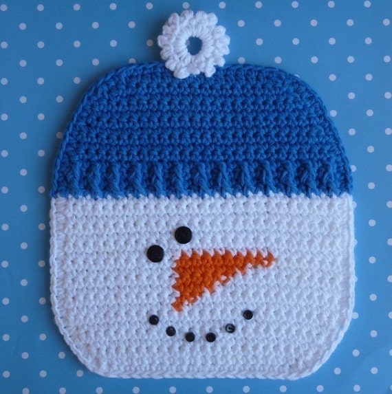 Snowman Potholder Crochet PATTERN INSTANT DOWNLOAD