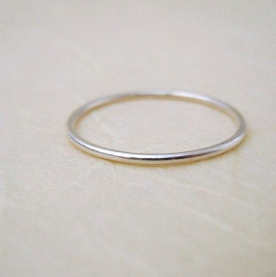 Items similar to One Thin Silver Stacking Ring - smooth or textured on Etsy