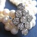 3 Strand Pearl Bracelet, Vintage Rhinestone Bridal Bracelet, Handmade, Gala