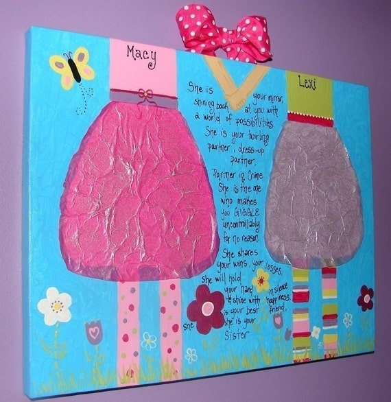 Hand-painted 11x14 Personalized CUSTOM Sisters Canvas
