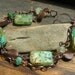 Copper and Sea Blue Green Picasso finish Czech Glass Weathered Sea bracelet Reserved for Kathy Huff