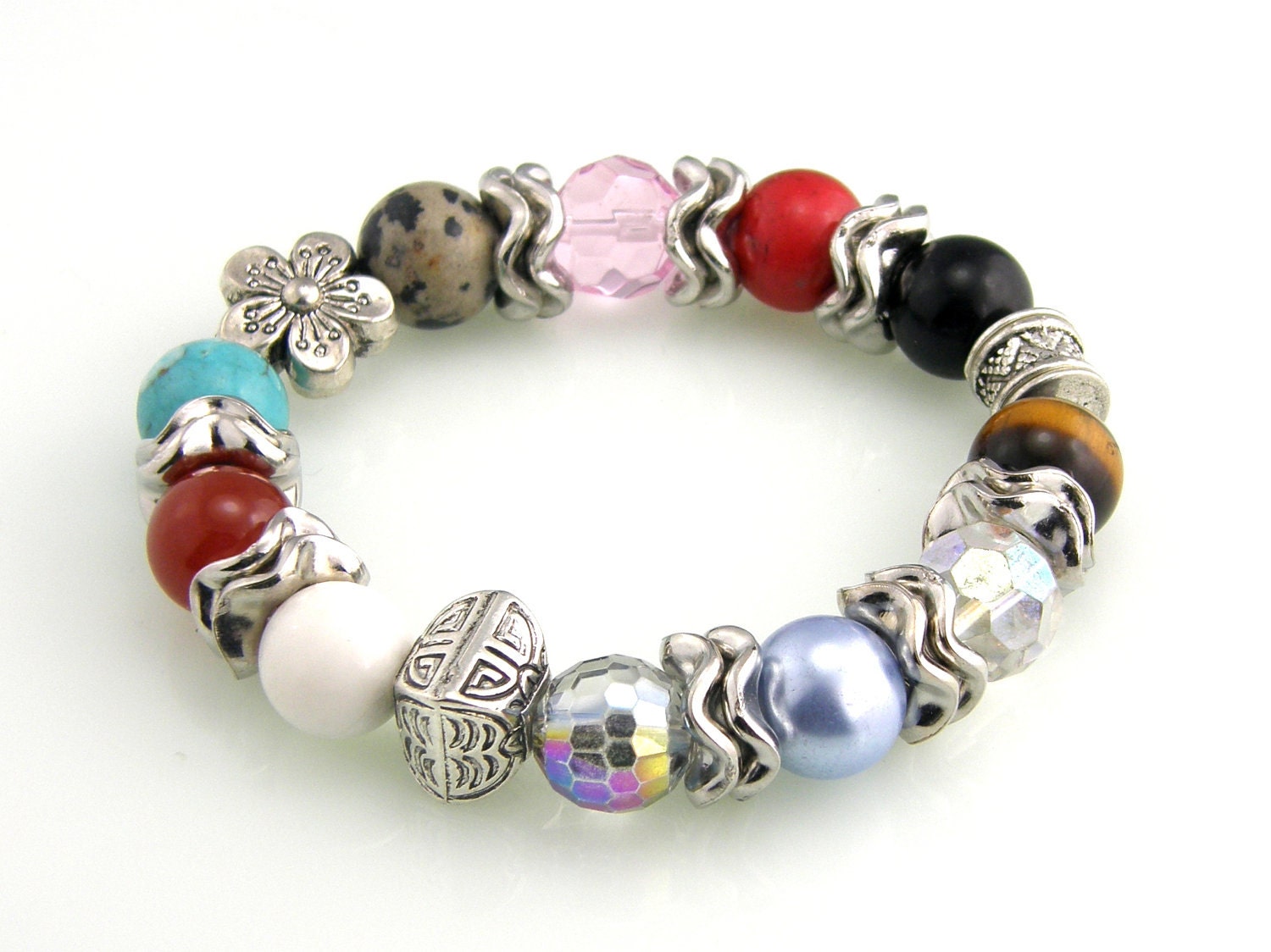 Chunky Gemstone Beaded Stretch Bracelet