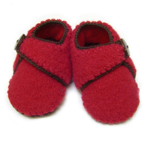 Felted wool baby shoes lined with cashmere 12 months